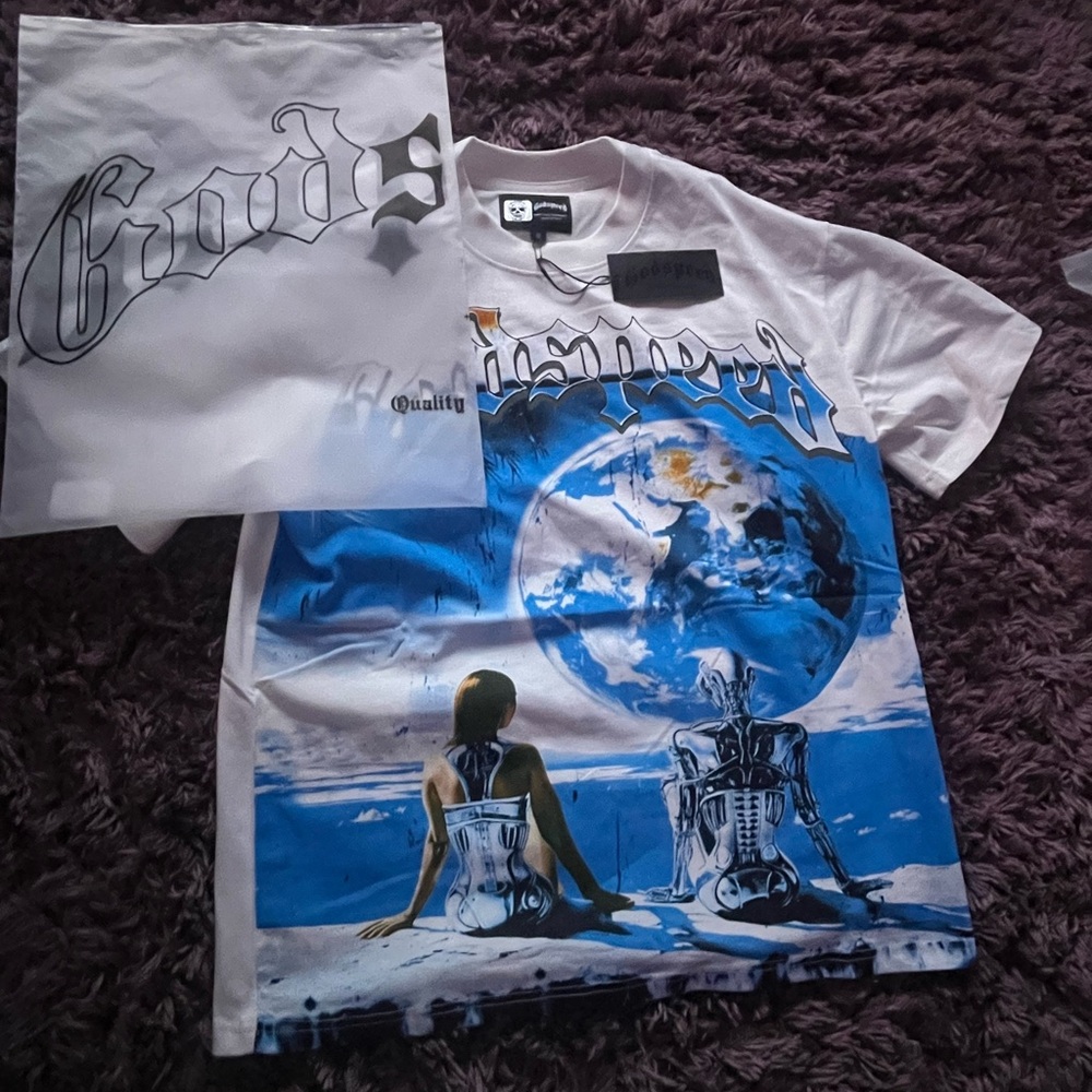 Gods White and Blue Graphic Men's T-Shirt